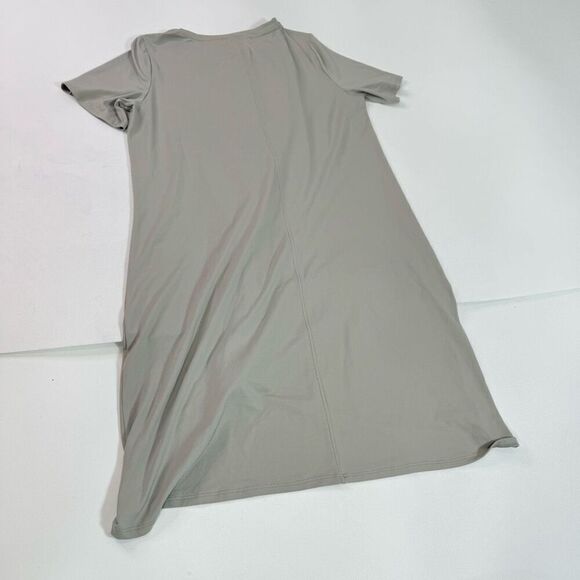 Beau Jours Dress Womens Medium Gray Short-Sleeve Crew Neck Shift Midi lagenlook - Picture 7 of 8